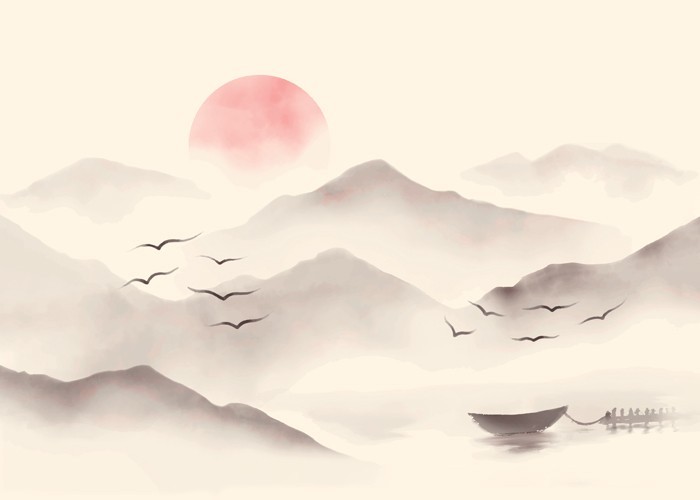 Αφίσα Poster Ηλιοβασίλεμα με ομίχλη