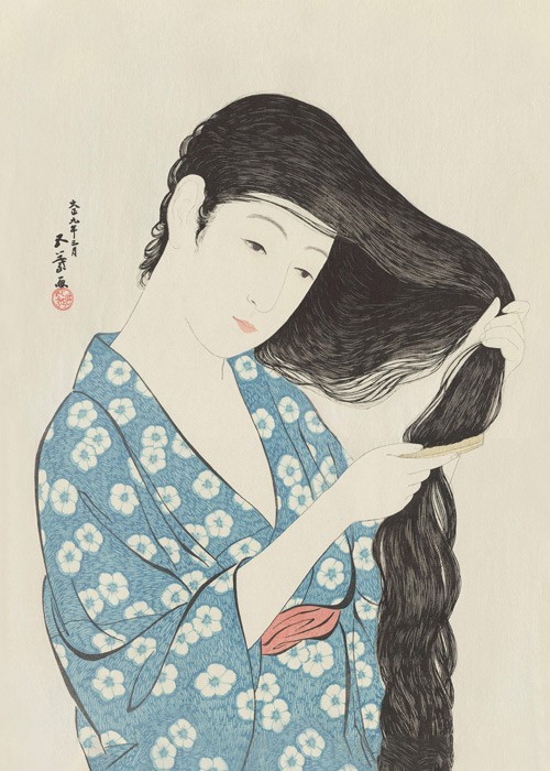 Αφίσα Poster Γυναίκα που χτενίζει τα μαλλιά της