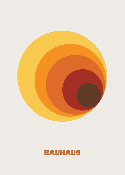 Αφίσα Poster Bauhaus orange circles