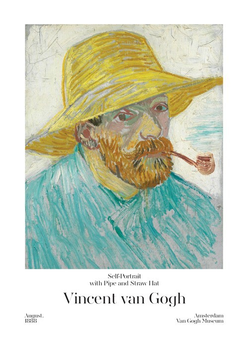 Αφίσα Poster Self-Portrait with Pipe and Straw Hat