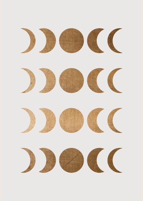  Αφίσα Poster Καφέ κύκλοι και φεγγάρια