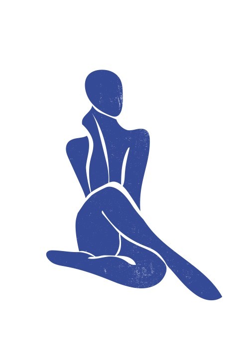  Αφίσα Poster Καθισμένη μπλε γυναικεία φιγούρα
