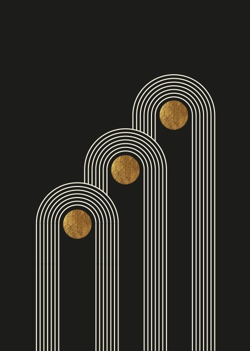  Αφίσα Poster Παράλληλες γραμμές, Χρυσοί κύκλοι