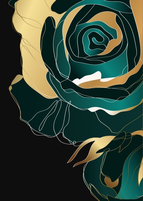 Αφίσα Poster Πράσινο-χρυσό τριαντάφυλλο 3
