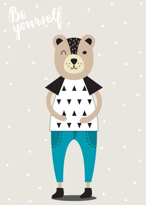 Αφίσα Poster Αρκούδος με μπλε παντελόνι