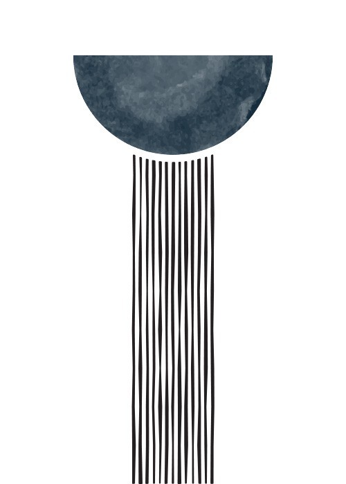  Αφίσα Poster Μπλε κύκλος και μαύρες γραμμές