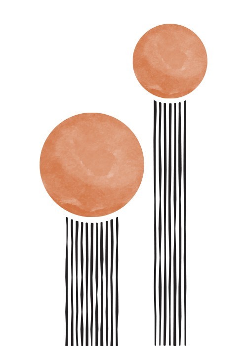  Αφίσα Poster Καφέ κύκλοι και γραμμές