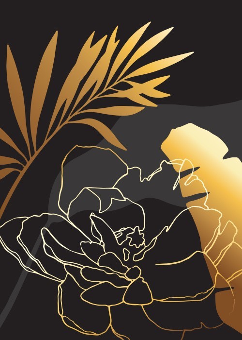  Αφίσα Poster Χρυσά εξωτικά φύλλα