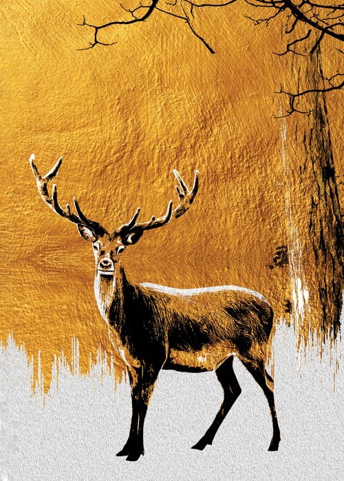 Αφίσα Poster Deer in gold