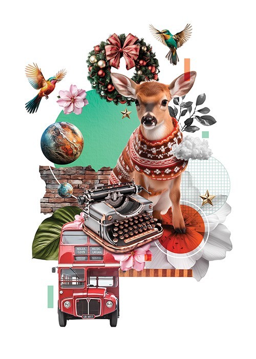 Αφίσα Poster Retro Christmas Deer