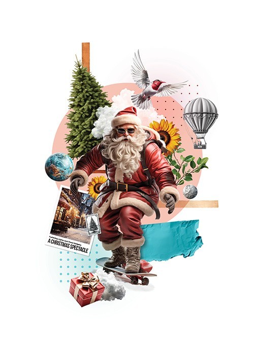 Αφίσα Poster Santa with Skateboard