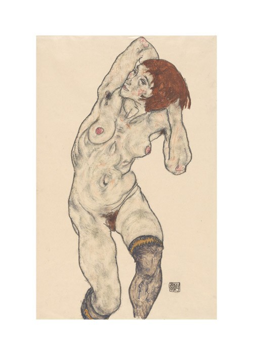 Αφίσα Poster Standing Nude in Black Stockings (1917)