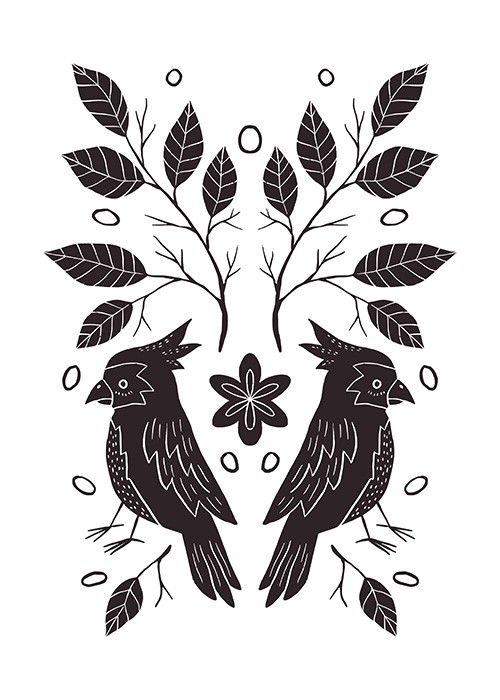Πίνακας Etalbond Black n White - Boho Birds Πίνακας Etalbond Black n White - Boho Birds