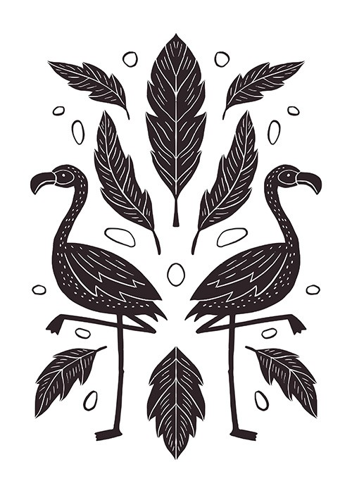 Πίνακας Etalbond Black n White - Boho Flamingos Πίνακας Etalbond Black n White - Boho Flamingos