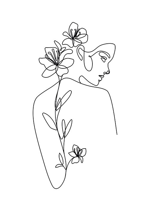 Πίνακας Etalbond Black n White - Line Flowy Woman Πίνακας Etalbond Black n White - Line Flowy Woman