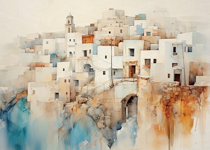 Πίνακας Κόντρα Πλακέ Ζωγραφική - Watercolored Island Πίνακας Κόντρα Πλακέ Ζωγραφική - Watercolored Island