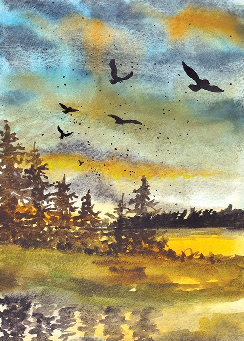 Πίνακας σε Plexiglass Ζωγραφική - Flying Birds Πίνακας σε Plexiglass Ζωγραφική - Flying Birds