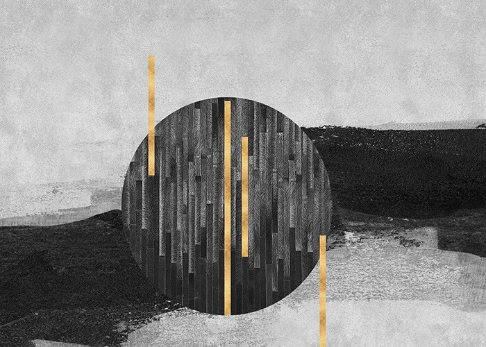 Πίνακας σε Plexiglass Abstract - Black-Gold Circle Πίνακας σε Plexiglass Abstract - Black-Gold Circle