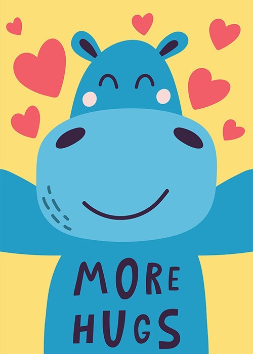 Πίνακας σε Plexiglass Παιδικά - Hippo Hugs Πίνακας σε Plexiglass Παιδικά - Hippo Hugs