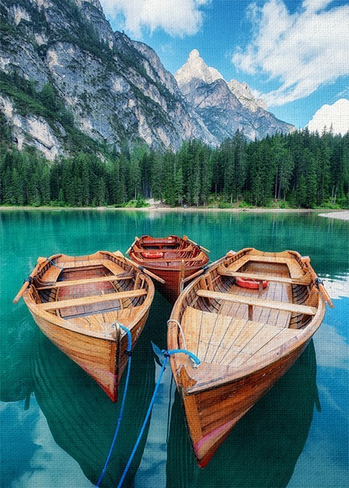 Τοπίο με Βάρκες στη λίμνη σε Πίνακα