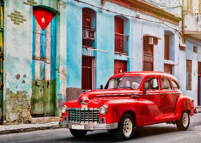 Vintage Πίνακες – Κλασικό κόκκινο αυτοκίνητο 