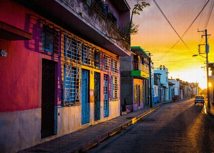 Vintage Πίνακες – Ηλιοβασίλεμα στην Κούβα 