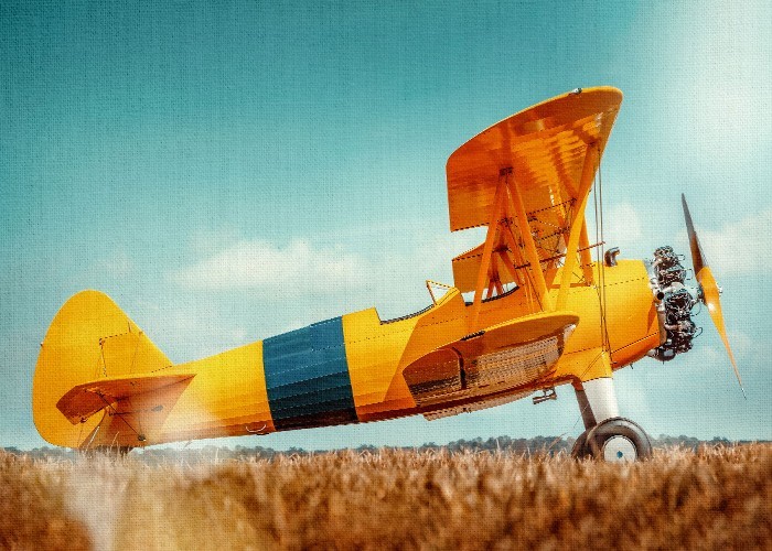 Vintage Πίνακες – Κίτρινο αεροπλάνο