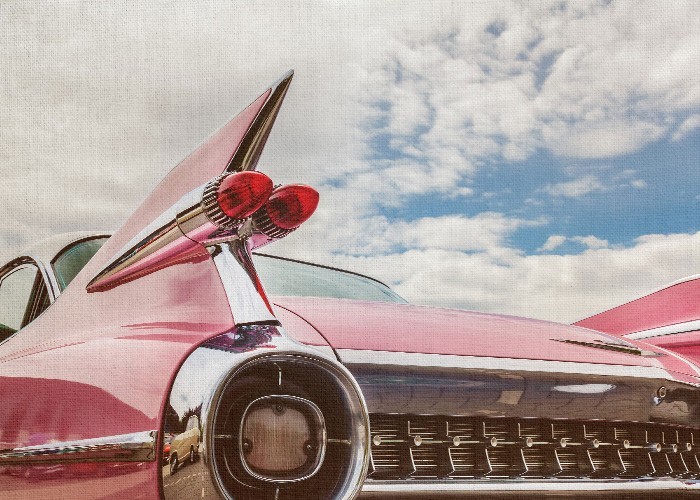 Vintage Πίνακες – Κλασικό ροζ αυτοκίνητο