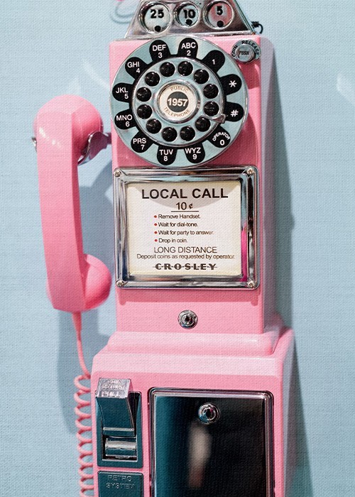 Vintage Πίνακες – Ρετρό ροζ τηλέφωνο