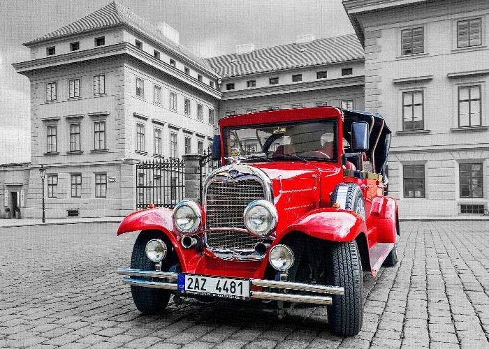 Vintage Πίνακες – Κόκκινο ρετρό αυτοκίνητο 