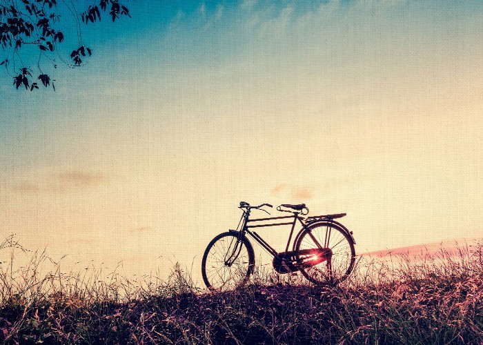 Vintage Πίνακες – Ποδήλατο στο ηλιοβασίλεμα