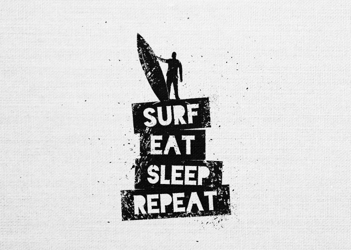 Ασπρόμαυροι Πίνακες – Surf, Eat, Sleep, Repeat 