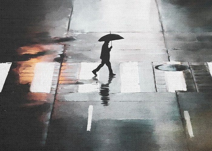Ασπρόμαυροι Πίνακες – Άντρας στη βροχή