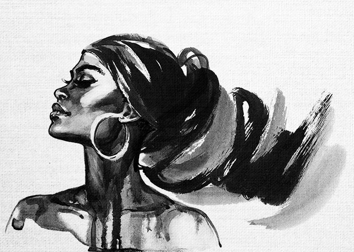 Ασπρόμαυροι Πίνακες – Γυναικεία αφρικανική φιγούρα 