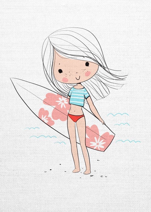 Παιδικά Πίνακας με Surfer κοριτσάκι