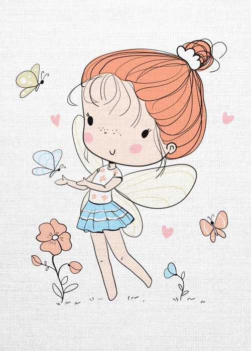 Παιδικά Πίνακας και Νεράιδα με πεταλούδες 