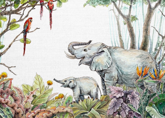 Παιδικά Πίνακας με Ελέφαντες στο δάσος