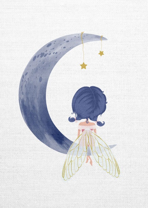 Παιδικά Πίνακας με Νεράιδα στο φεγγάρι
