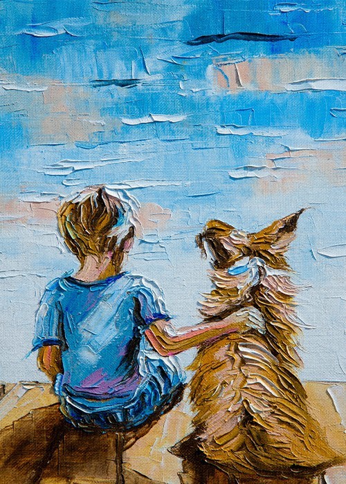 Παιδικά Πίνακας και Αγοράκι με σκυλάκι 