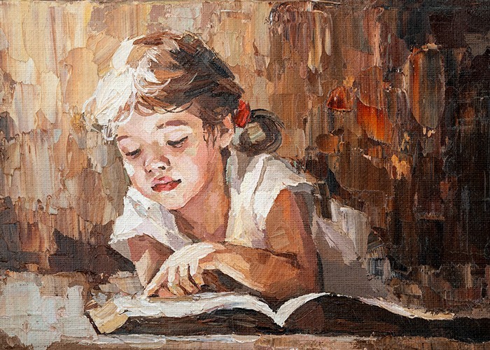 Παιδικά Πίνακας και Παιδί με βιβλίο