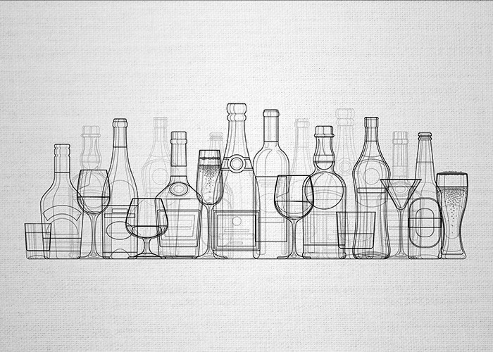 Πίνακας και «Bottles and glasses»