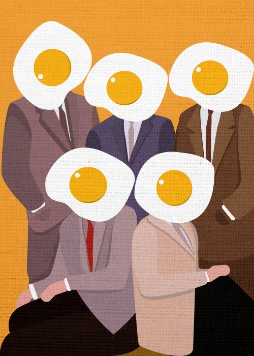 Πίνακας με φαγητο «Eggs on the head»