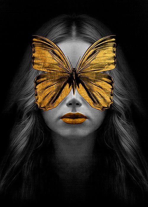 Art photos Πίνακες με Πεταλούδα και κοπέλα