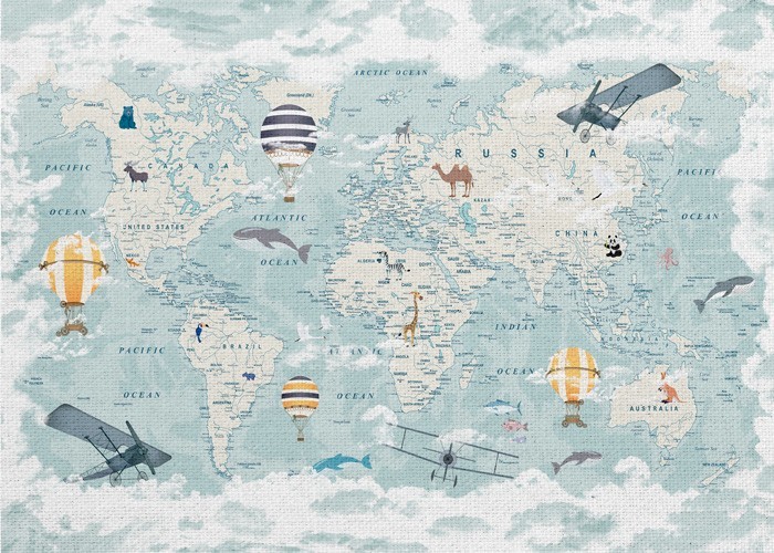 Πόλεις – Χάρτες Πίνακες Παιδικός παγκόσμιος χάρτης