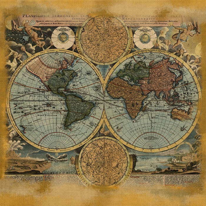 Παλιός χάρτης σε Vintage Πίνακα