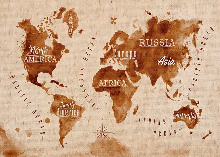 Πόλεις – Χάρτες Πίνακες Καφέ παγκόσμιος χάρτης