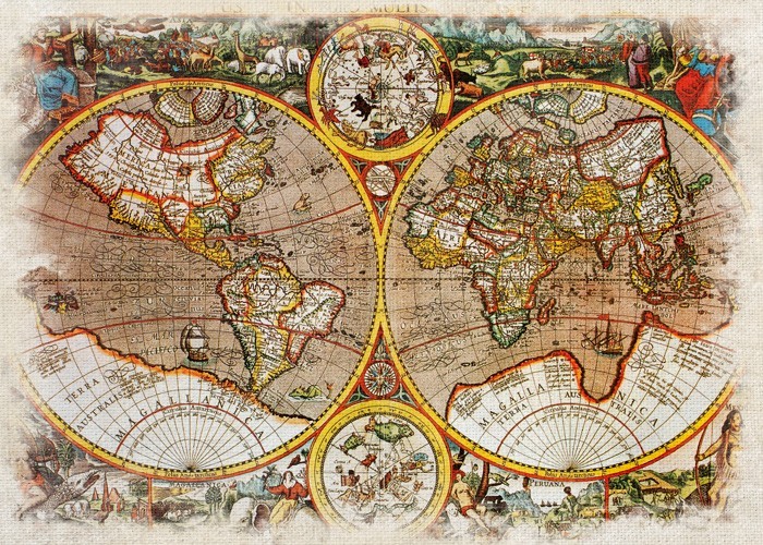 Vintage παγκόσμιος χάρτης σε Πίνακα