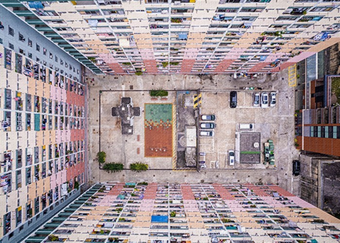 Πίνακας με Πολύχρωμη κατοικία στη πόλη Χονγκ Κονγκ