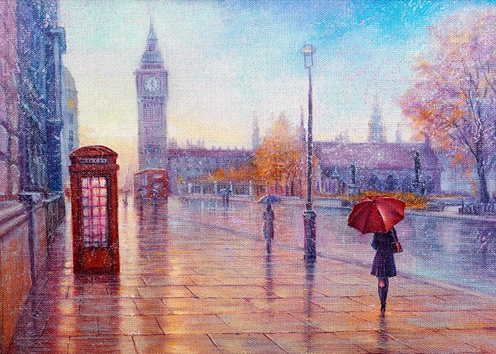 Πίνακας με Βροχερό τοπίο στη πόλη Λονδίνο