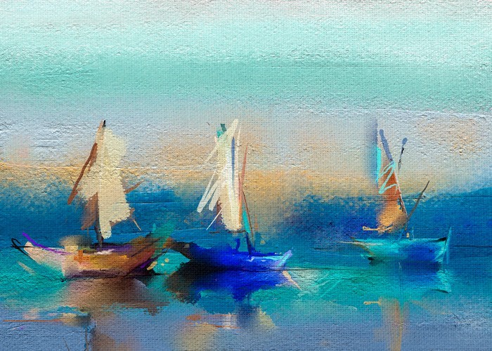 Ζωγραφική Πίνακας με Βάρκες που πλέουν